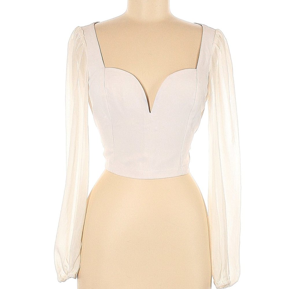 Long Sleeve Blouse - Lulu's, M, White Ivory